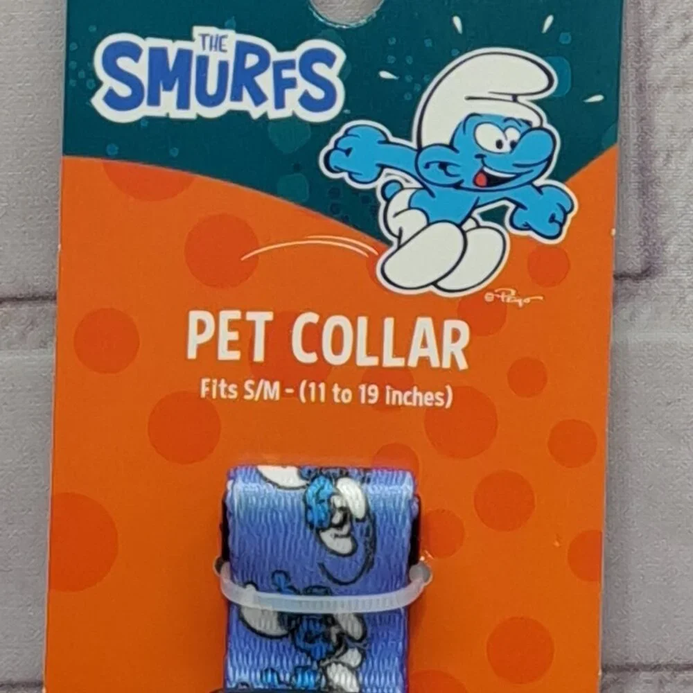 Peyo Smurfs All Over Graphics Pet Collar S/M 11